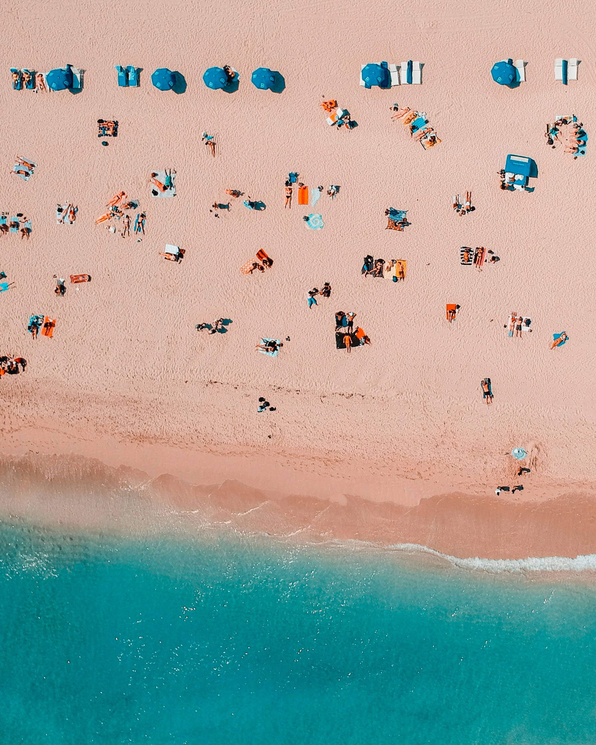 Aerial view of a sunny beach